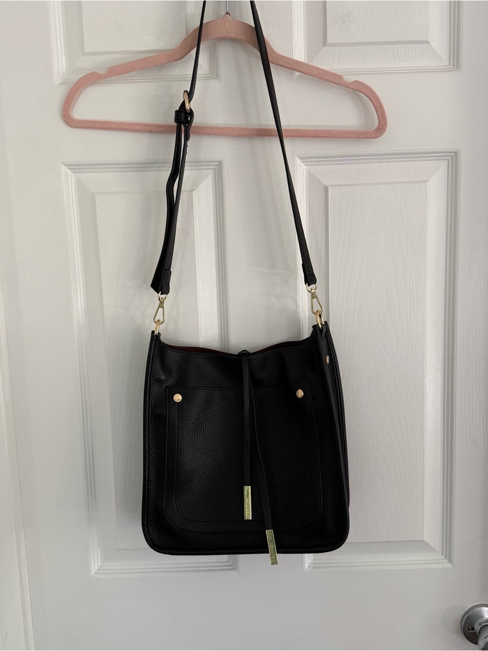 Remi/Reid Anthropologie Classic Black Pebbled 2 in 1 Vegan Leather Shoulder Bag